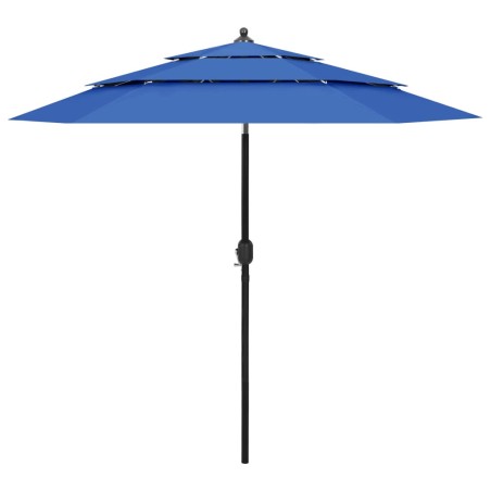 vidaXL Sombrilla de 3 niveles con poste de aluminio azul 2,5 m