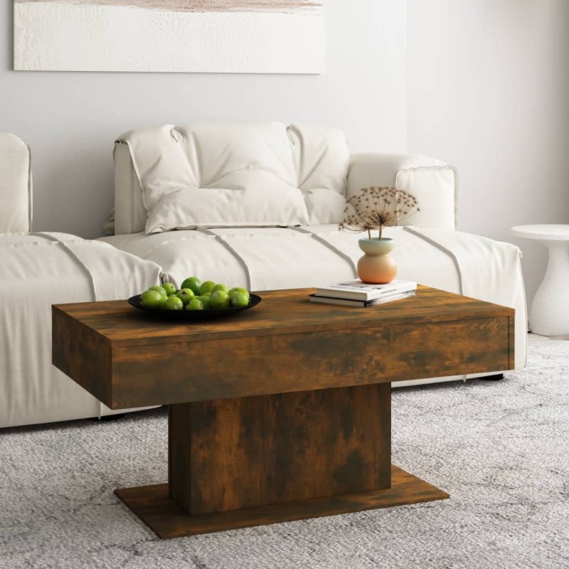 vidaXL Mesa de centro madera contrachapada roble ahumado 96x50x45 cm vidaXL Mesa de centro madera contrachapada roble ahumado 96x50x45 cm