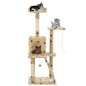 vidaXL Rascador para gatos con poste de sisal 120 cm huellas beige