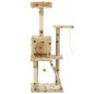 vidaXL Rascador para gatos con poste de sisal 120 cm huellas beige