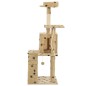 vidaXL Rascador para gatos con poste de sisal 120 cm huellas beige