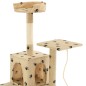 vidaXL Rascador para gatos con poste de sisal 120 cm huellas beige