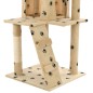 vidaXL Rascador para gatos con poste de sisal 120 cm huellas beige