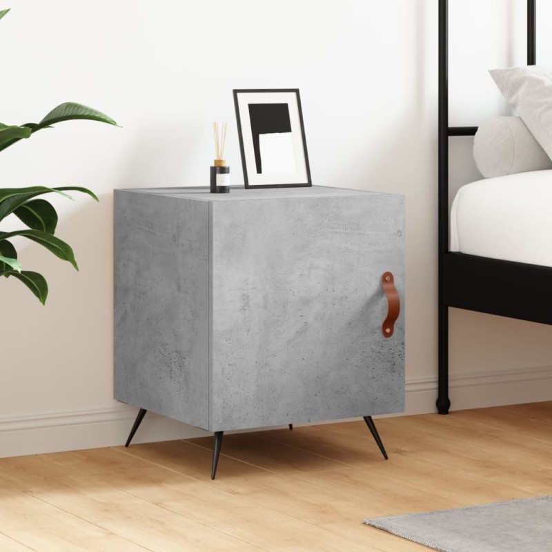 vidaXL Mesita de noche madera de ingeniería gris hormigón 40x40x50 cm vidaXL Mesita de noche madera de ingeniería gris hormigón 40x40x50 cm