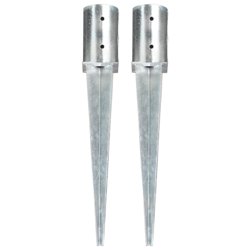 vidaXL Picas de tierra 2 unidades acero galvanizado plateado 8x61 cm vidaXL Picas de tierra 2 unidades acero galvanizado plateado 8x61 cm