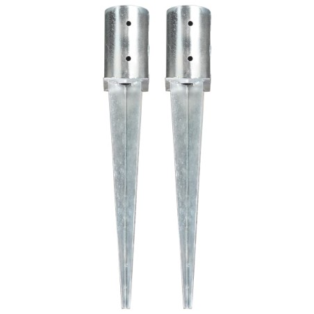 vidaXL Picas de tierra 2 unidades acero galvanizado plateado 8x61 cm
