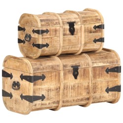 vidaXL Cofres de almacenamiento 2 unidades madera maciza de mango 