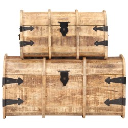 vidaXL Cofres de almacenamiento 2 unidades madera maciza de mango 