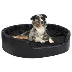 vidaXL Cama para perros felpa y cuero sintético negro 99x89x21 cm
