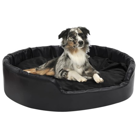 vidaXL Cama para perros felpa y cuero sintético negro 99x89x21 cm