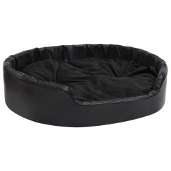 vidaXL Cama para perros felpa y cuero sintético negro 99x89x21 cm