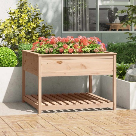 vidaXL Jardinera con estante madera maciza de pino 111,5x111,5x81 cm