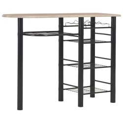vidaXL Mesa y taburetes de cocina con estantes de madera y acero