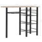 vidaXL Mesa y taburetes de cocina con estantes de madera y acero vidaXL Mesa y taburetes de cocina con estantes de madera y acero