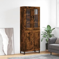 vidaXL Aparador alto madera contrachapada roble ahumado 69,5x34x180 cm