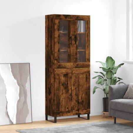 vidaXL Aparador alto madera contrachapada roble ahumado 69,5x34x180 cm