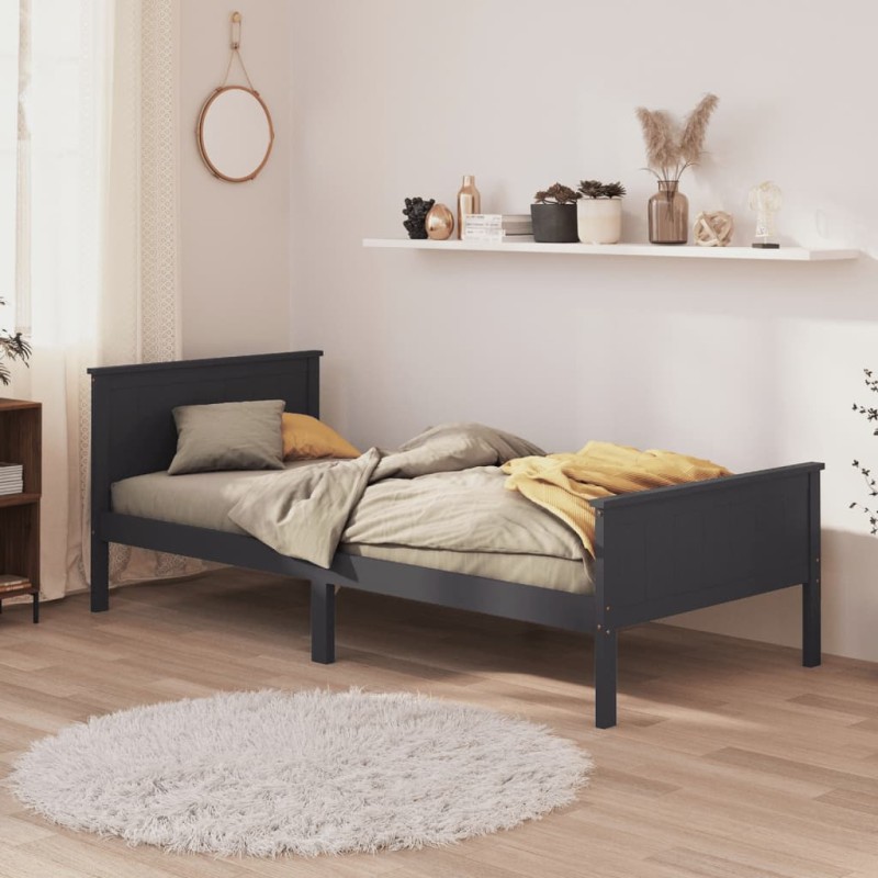 vidaXL Estructura de cama madera maciza de pino gris 100x200 cm vidaXL Estructura de cama madera maciza de pino gris 100x200 cm
