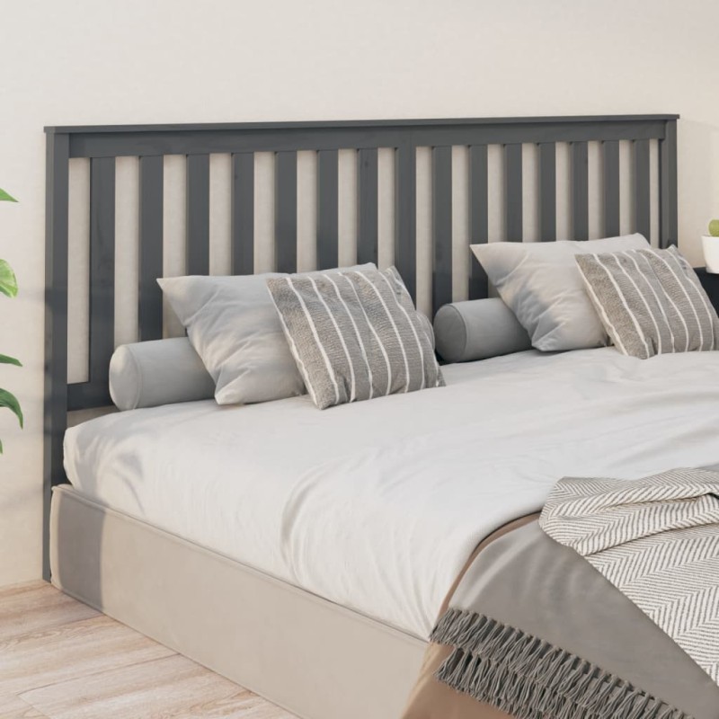 vidaXL Cabecero de cama madera maciza de pino gris 206x6x101 cm