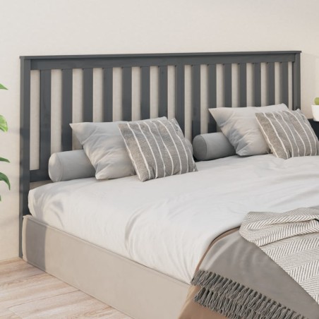 vidaXL Cabecero de cama madera maciza de pino gris 206x6x101 cm