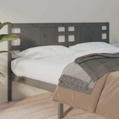 vidaXL Cabecero madera maciza de pino gris 126x4x100 cm
