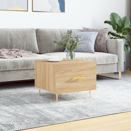 vidaXL Mesa de centro madera contrachapada roble Sonoma 50x50x40 cm