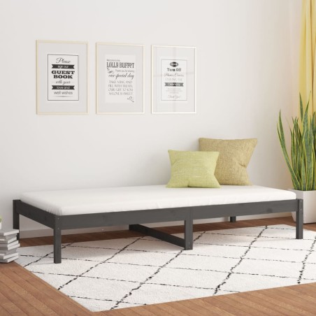 vidaXL Sofá cama madera maciza de pino gris 90x200 cm