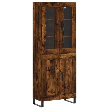 vidaXL Aparador alto madera contrachapada roble ahumado 69,5x34x180 cm