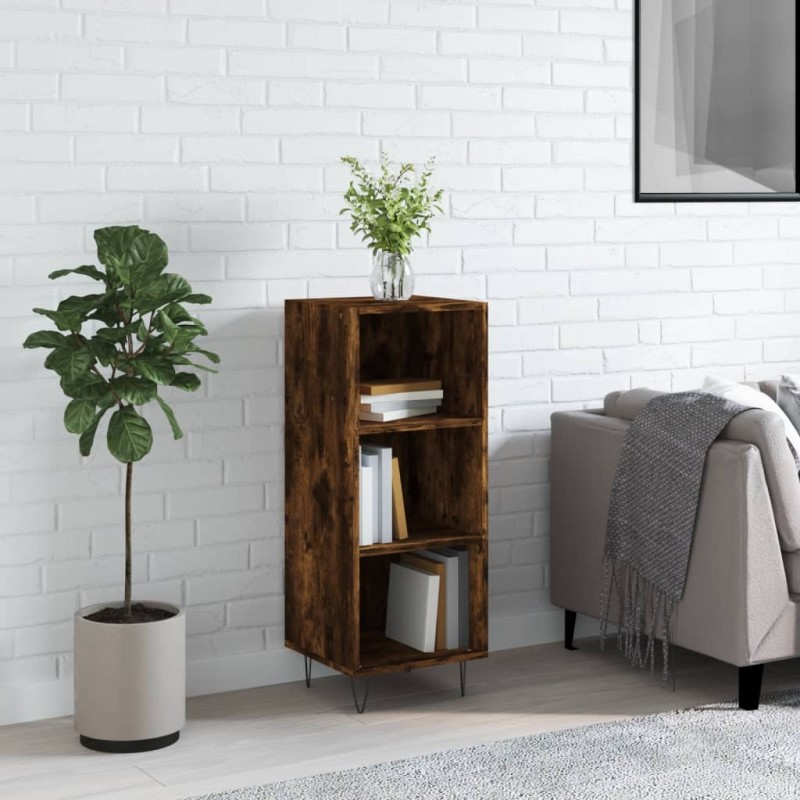 vidaXL Aparador de madera de ingeniería roble ahumado 34,5x32,5x90 cm
