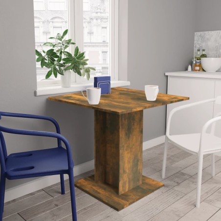 vidaXL Mesa de comedor madera contrachapada roble ahumado 80x80x75 cm