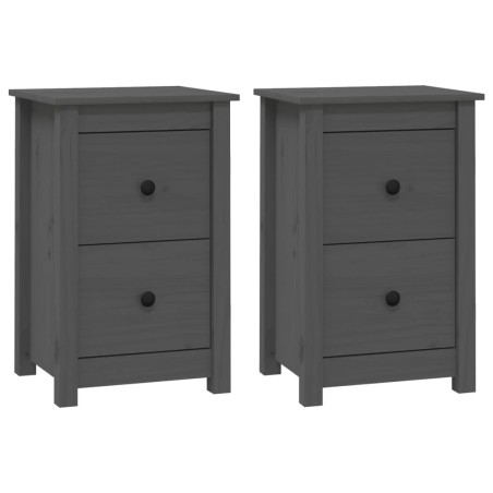 vidaXL Mesitas de noche 2 uds madera maciza de pino gris 40x35x61,5 cm