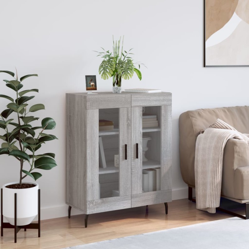 vidaXL Aparador de madera de ingeniería gris Sonoma 69,5x34x90 cm