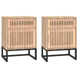 vidaXL Mesitas noche 2 uds hierro y madera contrachapada 40x30x55,5 cm