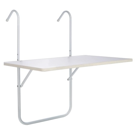 HI Mesa de balcón plegable blanco 60x40x1,2 cm