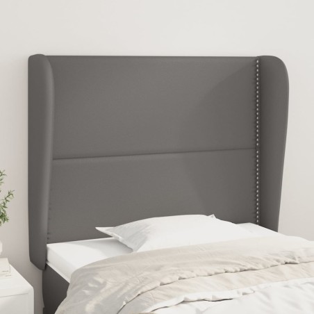 vidaXL Cabecero con orejas de cuero sintético gris 83x23x118/128 cm