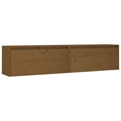 vidaXL Armario de pared 2 uds madera de pino marrón miel 80x30x35 cm