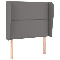 vidaXL Cabecero con orejas de cuero sintético gris 83x23x118/128 cm