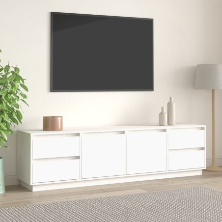 vidaXL Mueble de TV madera maciza de pino blanco 176x37x47,5 cm
