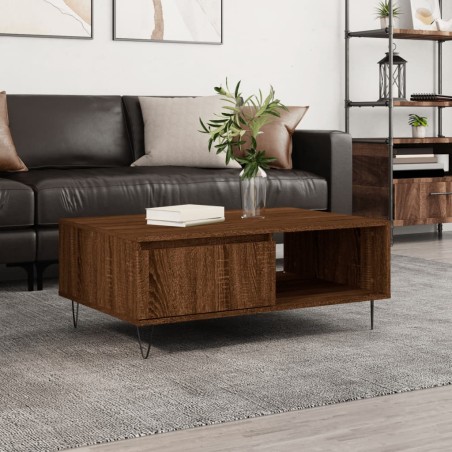 vidaXL Mesa de centro madera de ingeniería roble marrón 90x60x35 cm