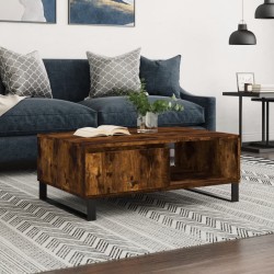 vidaXL Mesa de centro madera de ingeniería roble ahumado 90x60x35 cm
