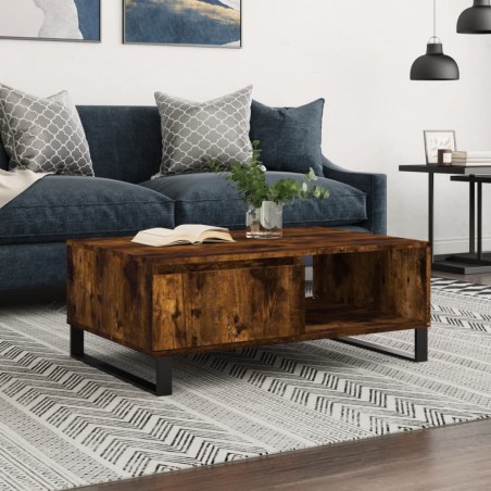 vidaXL Mesa de centro madera de ingeniería roble ahumado 90x60x35 cm