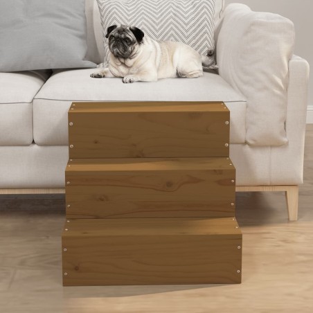 vidaXL Escalera mascotas madera maciza pino marrón miel 40x37,5x35 cm
