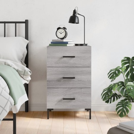 vidaXL Mesita de noche madera de ingeniería gris Sonoma 40x40x66 cm