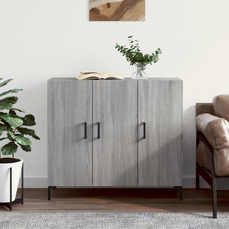 vidaXL Aparador de madera de ingeniería gris Sonoma 90x34x80 cm vidaXL Aparador de madera de ingeniería gris Sonoma 90x34x80 cm