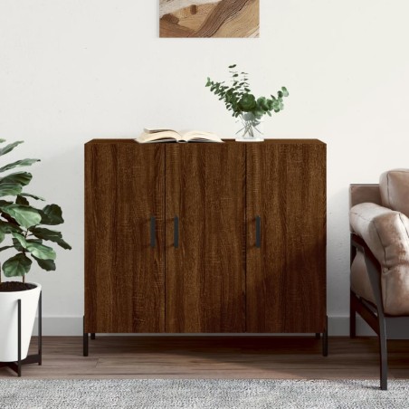vidaXL Aparador de madera de ingeniería marrón roble 90x34x80 cm