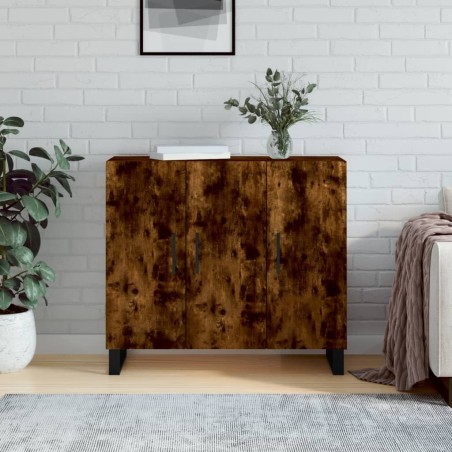 vidaXL Aparador de madera de ingeniería roble ahumado 90x34x80 cm