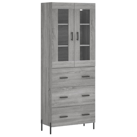 vidaXL Aparador alto madera contrachapada gris sonoma 69,5x34x180 cm