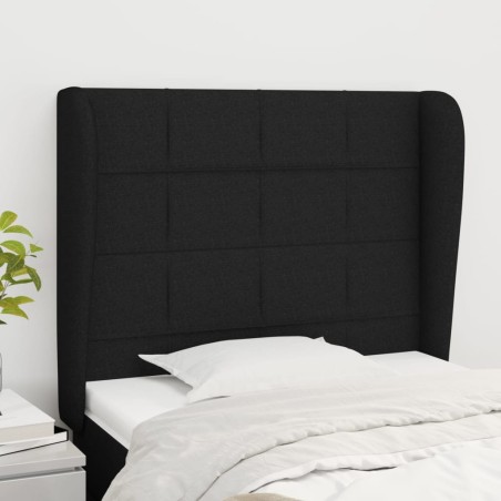 vidaXL Cabecero con orejas de tela negro 103x23x118/128 cm