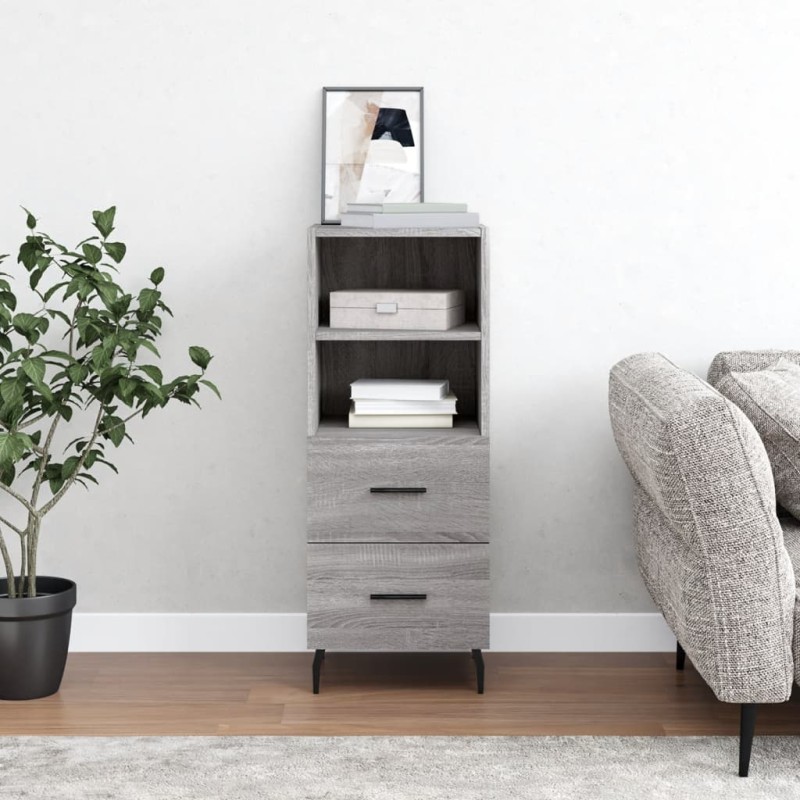 vidaXL Aparador madera de ingeniería gris Sonoma 34,5x34x90 cm vidaXL Aparador madera de ingeniería gris Sonoma 34,5x34x90 cm