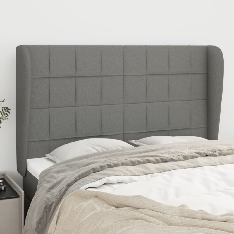 vidaXL Cabecero con orejas de tela gris oscuro 147x23x118/128 cm vidaXL Cabecero con orejas de tela gris oscuro 147x23x118/128 cm