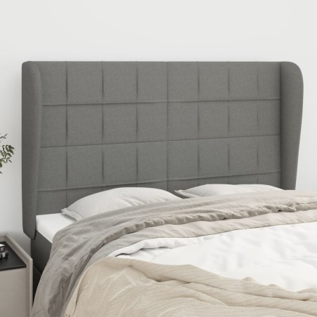 vidaXL Cabecero con orejas de tela gris oscuro 147x23x118/128 cm